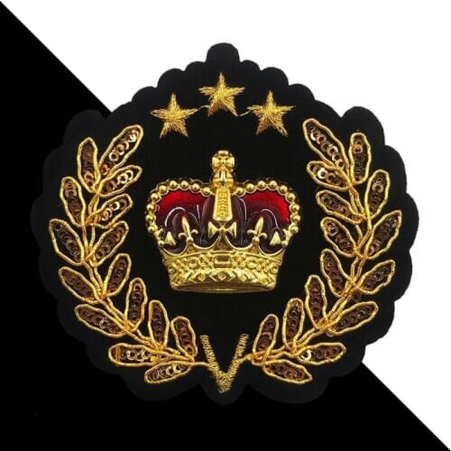 Imitation India Silk Metal Crown Flowers Patches Embroidery Sew On Clothing Patch Custom Applique DIY Badge