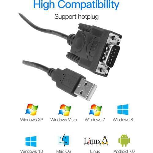 New USB RS232 to DB 9-Pin Male Cable Adapter Converter Supports Win 7 8 10 Pro System Supports various serial devices