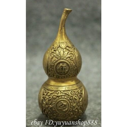 Chinese Pure Brass FengShui 8 Diagrams Flower Zhen Zhai Gourd Cucurbit Statue Garden Decoration Brass Bronze 25% off