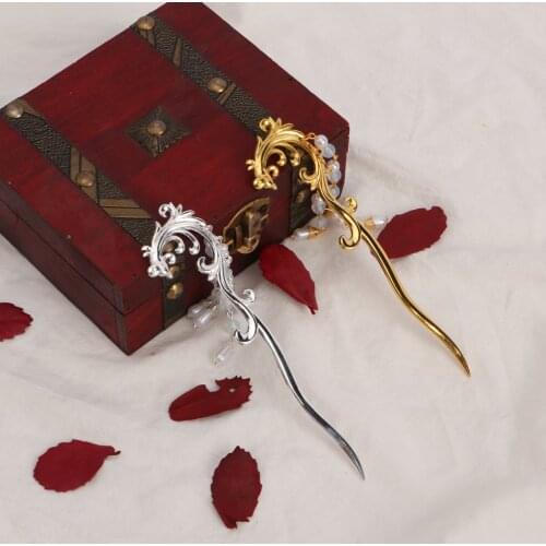 Chinese Hanfu Dress Flower Pearls Long Butterfly Tassels Hair Sticks Hairpins For Women Clips Headpieces Pearl Beaded U shape H