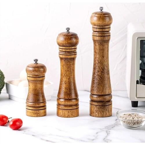 Classical Wood Pepper Spice Mill Grinder Rubber Wood Mills Handheld Seasoning Mills Grinder Spice Milling Machine Cooking Tools