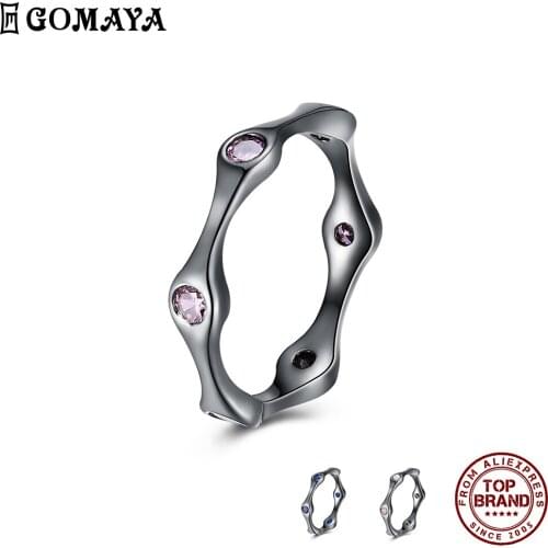 GOMAYA Simple Style Clear Zirconia Rings Trendy Minimalist Women Ring Romantic Prom Festival Gift For Girlfriend Fashion Jewelry