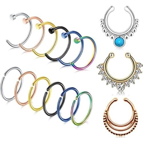 Fake Nose Ring Hoop Stainless Steel Nose Rings Tragus Helix Piercing Jewelry Nose Piercing Body Jewelry