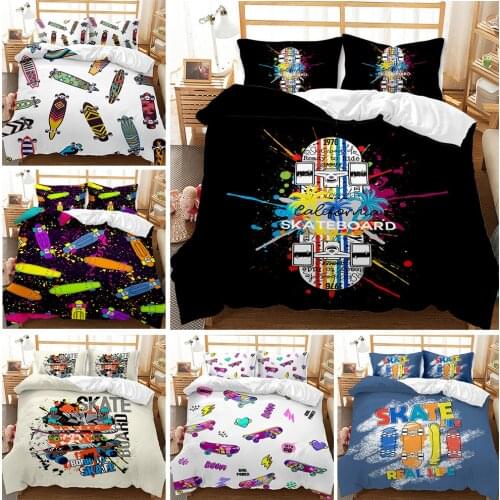 Winter sports skateboard graphic printing duvet cover set single bed double bed 2/3psc boys and girls room decoration Comforter