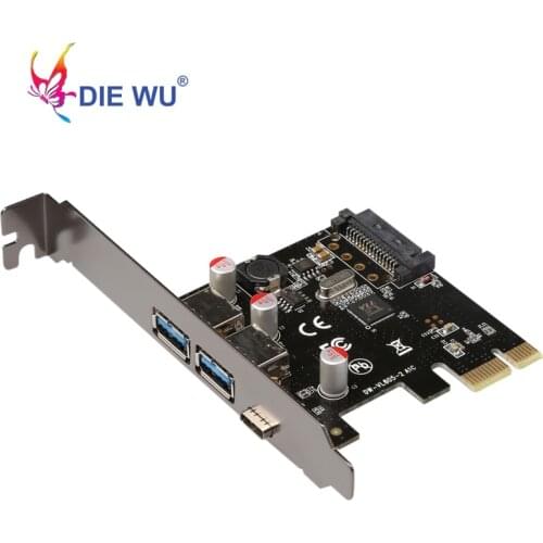 Diewu computer accessories USB Type-C 2 usb 3.0 type-A SATA 15PIN USB header PCI-e riser Card Desktop PCI Express