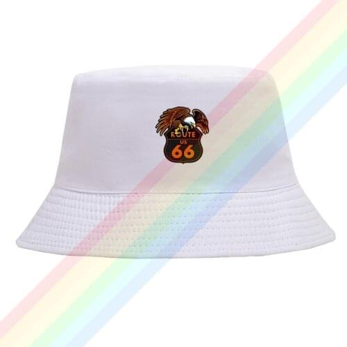 Route 66 Eagle Metal Sign Summer Outdoor Cap Travel Beach Sun Hat Unisex Double Sides Wear