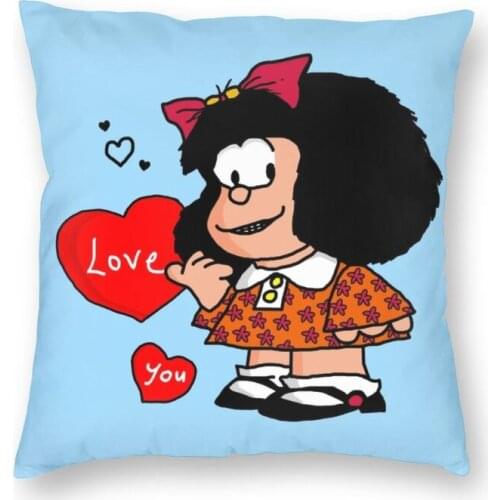 Mafalda Love You Cushion Cover Double-sided 3D Print Cartoon Quino Comic Floor Pillow Case for Car Custom Pillowcase Home Decor