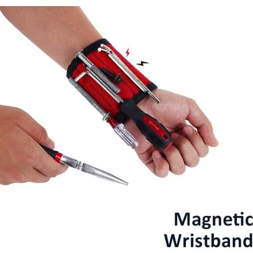 Magnetic Wristband Portable Tool Bag Electrician Wrist Tool Belt Screws Nails Drill Bits Bracelet For Repair Tool Bag