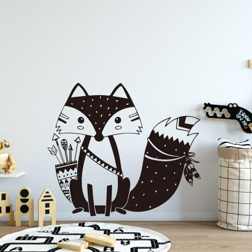 Lovely Fox Wall Stickers Animal Wall Decals For Kids Rooms Baby Room Decoration Bedroom Decor Stickers Mural