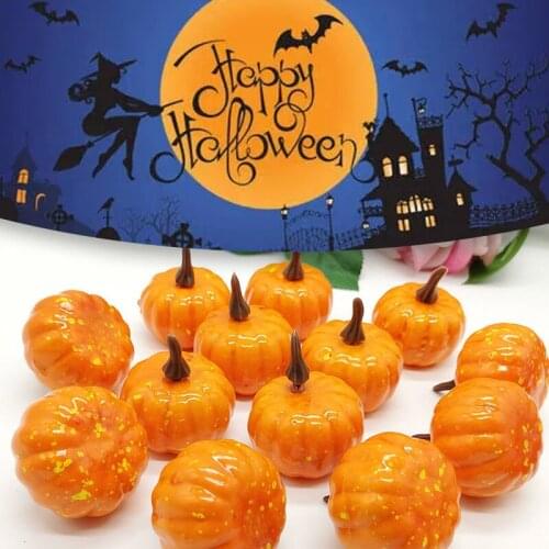 12Pcs Mini Simulation Pumpkin Model Vegetable Fruit DIY Crafts Happy Halloween Decoration For Home Halloween Party Props