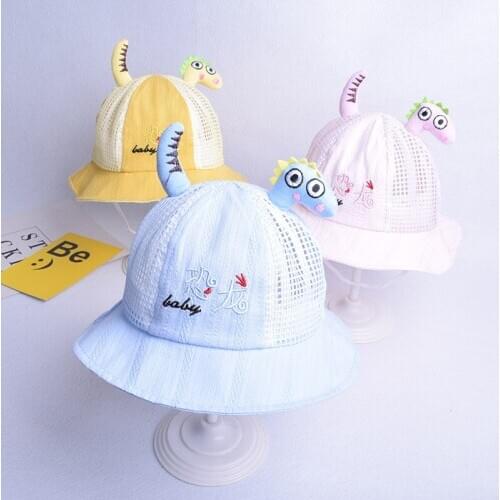 New dinosaur hat mesh fisherman hat basin hat Childrens hat baby summer hat