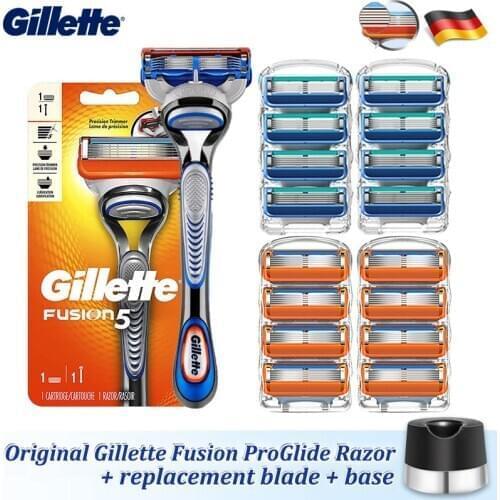 Original Gillette Knife Fusion 5 Razor Mens shaver For Men Shaving Machine Safety With Base and Replacebale Manual Blades