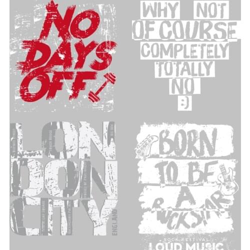 Simple Personality Solid Color Letters Pattern Heat Vinyl Ironing Stickers Decor Patches for Clothing DIY T-shirt Washable