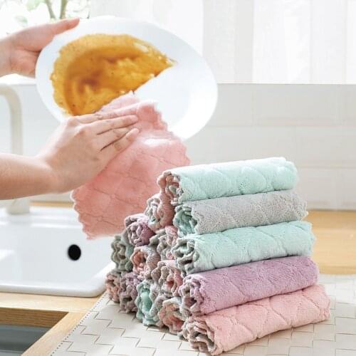 1/2pcs Cleaning Cloth for Washing Dishs Absorbent Dishcloth Double Side Kitchen Towel Rags Scrub Tool Kitchen Supplies