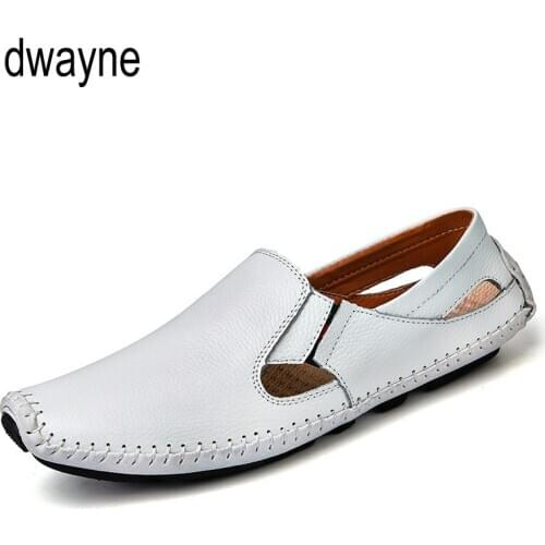 Leather Sandals Designer Driving Shoes Large Size Mens Slippers Casual Slip-on Summer Male Leather Sandals 239