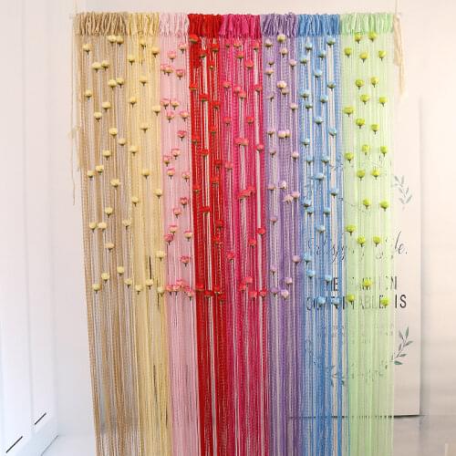 Door Line Curtain Rose Flower Shape Window Thread Curtain Hanging Vestibule String Curtains Tassel Curtain Decoration Home DIY