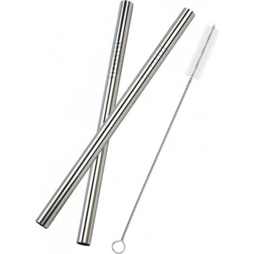 Straw 3Pcs Reusable Stainless Steel Drinking Straw Metal Straw 1 Brush 1 Bends 1 Straight Tubes For Tapioca Milk Bubble Tea