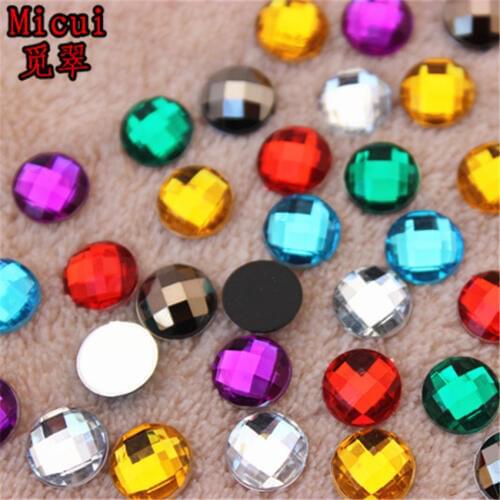 Micui 200PCS 8mm Round Acrylic Rhinestones Crystal Flatback Rhinestones Strass Stones For Strass Clothing Decorations ZZ84