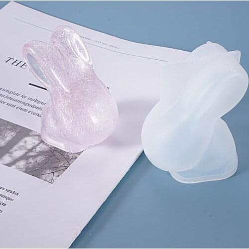 DIY three-dimensional rabbit resin mold doll rabbit crystal epoxy mold cute long-eared rabbit silicone mold