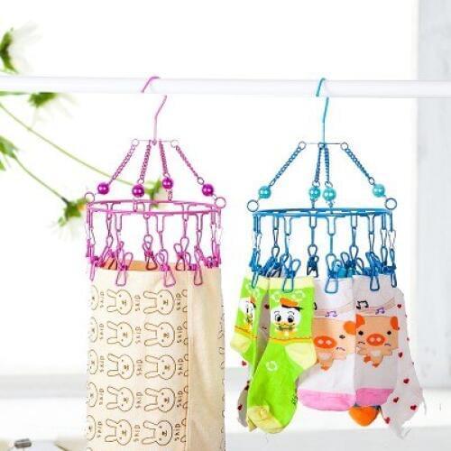 Top grade 10 heads hanger clip drying rack With thick stainless steel circular dryer Bask clothes tree 30*20cm free shipping