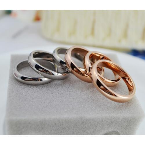 YUN RUO Size 4-12 Rose Gold Silver Color Smooth Surface Couple Ring Titanium SteelJewelry 2015 New Woman Man Free Shipping 2020