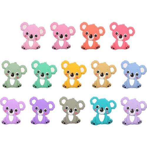 1pcs Baby Koala Silicone Teether Teething Chew Toy Infant Teether Beads DIY Necklace Nursing Tool Pendant Food Grade Silicone
