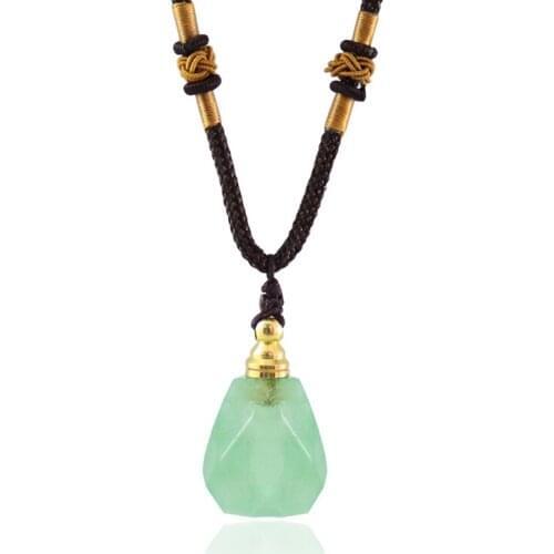 1PC Natural Green Stone Necklace Keepsake Urn Necklaces Memorial Pendants For Ash Holder