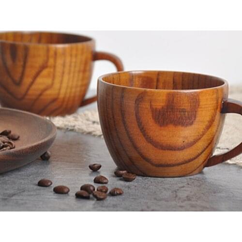 1Pc Portable Natural Wooden Coffee Cup Home Restaurant Heat Insulated Water Tea Milk Mug