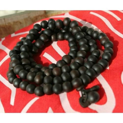 10mm Tibetan Buddhism 108 Roast Peach Wood Mala Necklace+NO elastic
