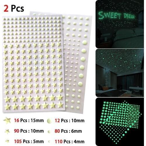 413 glue/set 3D Bubble Luminous Stars Dots Wall Sticker kids room bedroom home decoration decal Glow in the dark DIY Stickers