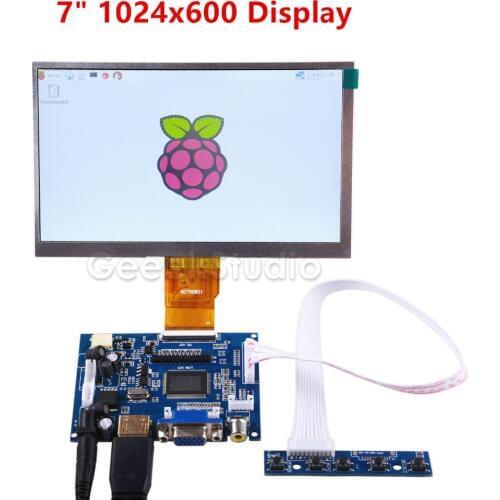 Raspberry Pi 7 inch LCD Display 1024*600 TFT Monitor Screen with Drive Board for Raspberry Pi 2 / 3 Model B / 4 B