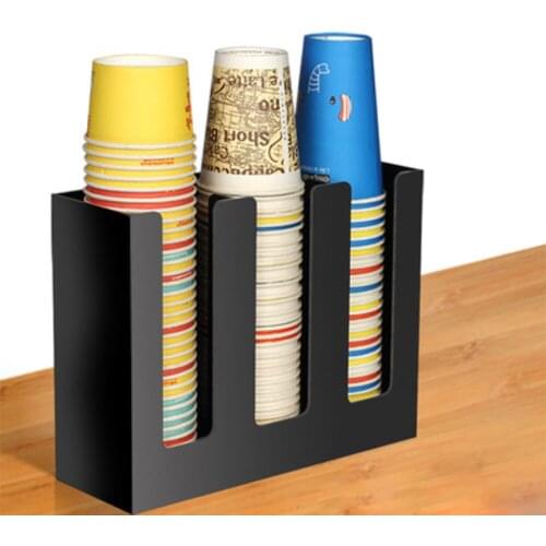 Acrylic Coffee Cup Dispenser, Milk Disposable Plastic Paper Cups Lid Holder Organizer Party Buffet Cafe Store Stand Rack Storage