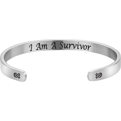 European and American simple fashion creative lettering I AM A Survivor titanium steel bracelet factory wholesale