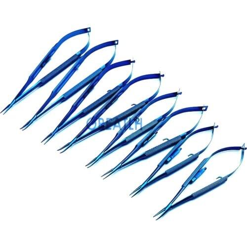 Surgical Needle Holders with lock tweezer ophthalmic forceps 12cm 14cm 16cm 18cm Titanium Pet Surgical Instruments