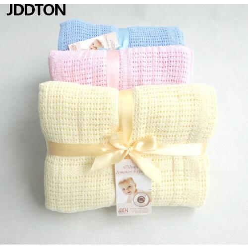 JDDTON Baby Blankets New Knitted Newborn Hollow Blanket Air Conditioner Cover Solid Color Cotton Children Covers Quilt BE137
