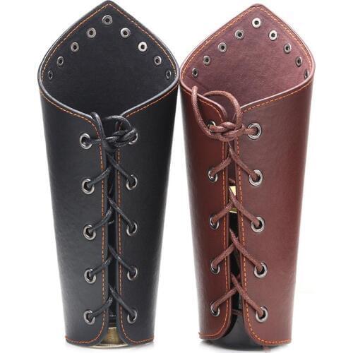 Leather Arm Guards Medieval Knight Bracer Wristband Role Playing Accessory for Halloween Christmas Forearm Gear Arm Protection