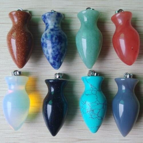 Fashion Mixed Assorted good quality natural stone charm flower vase shape pendants to make jewelry 8pieces free shipping
