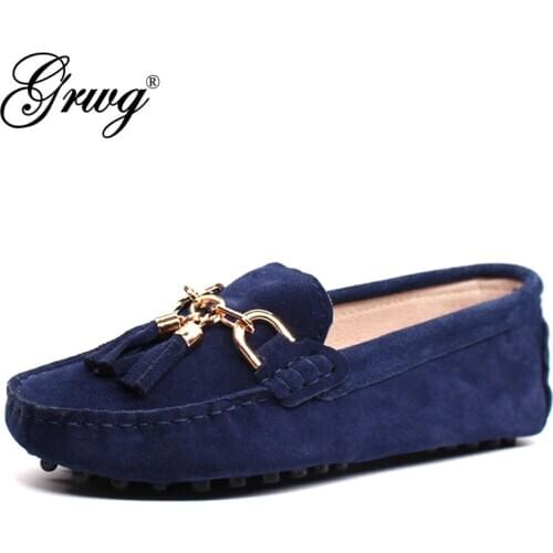 GRWG 2021 New Arrival Casual Womens Shoes Genuine Leather Women Loafers Moccasins Fashion Slip On Women Flats Shoes