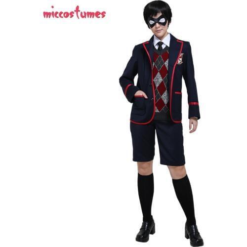 The Umbrella Academy Men School Uniform Cosplay Costume with Eyepatch