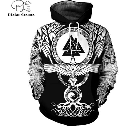 2019 New Fashion Men hoodies 3D All Over Printed Viking Symbols Tattoo Hoodie costume Unisex Casual Tracksuit streetwear