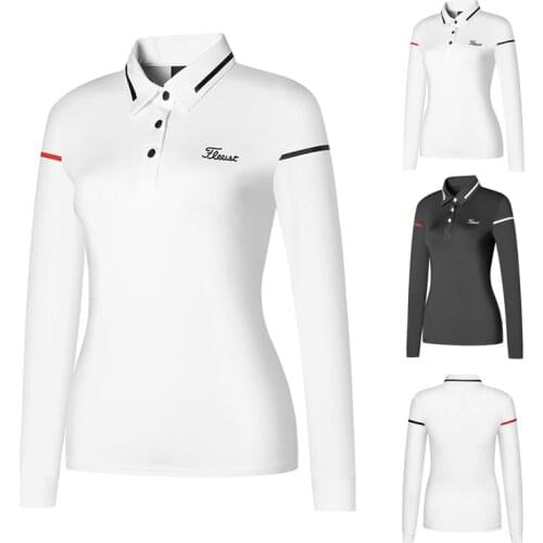 New Multicolor Golf Womens Fall Winter Warm Long Sleeve Golf Wear Golf Polo Shirts