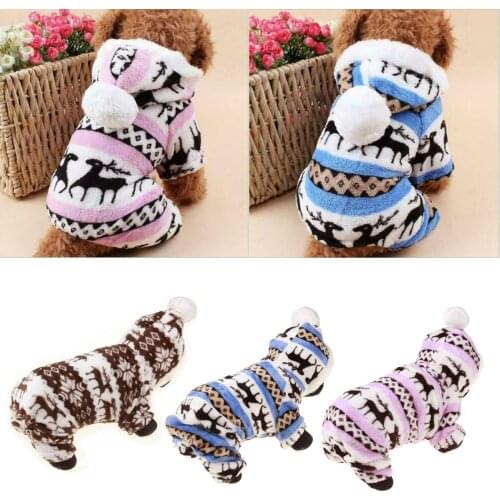 New Winter Warm Cat Dog Pajamas Soft Cotton Small Pet Dogs Clothes Jumpsuit