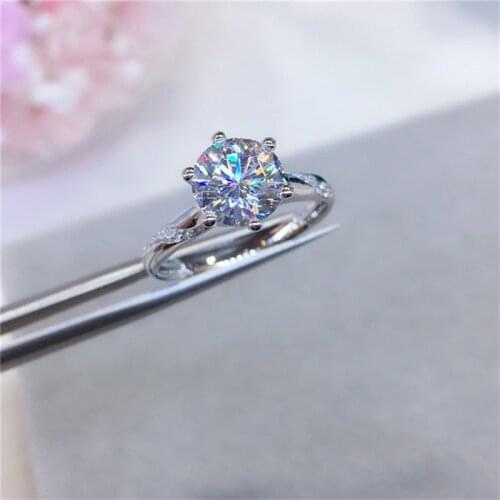 Engagement Rings 925 Silver Brilliant Cut 1 Carat VVS1 Diamond D Color Moissanite Ring New Arrival Princess Jewelry Teen Girls