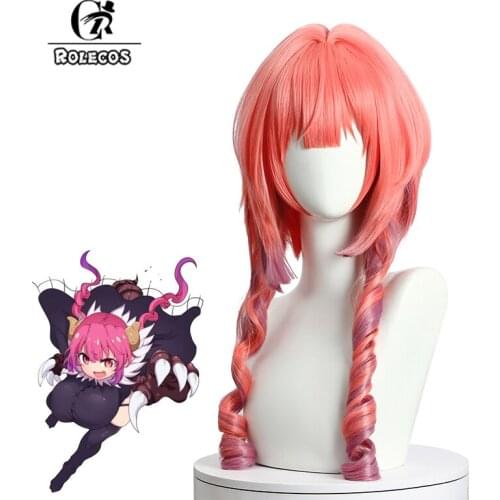 ROLECOS Anime Miss Kobayashis Dragon Maid Ilulu Cosplay Wig Pink Wig Synthetic Hair Heat Resistant Wig