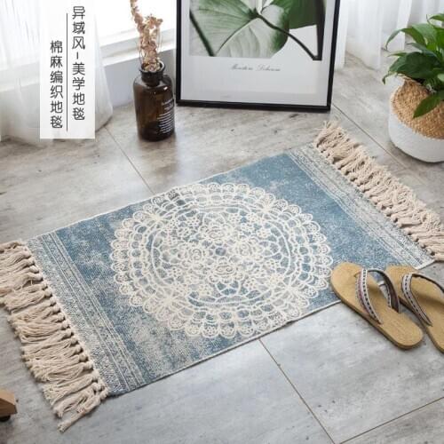 Bohemian Cotton Weave Rugs Retro Carpet For Living Room BedroomDecor Tassels Tapete Floor Door Mat Coffee Table Sofa Area Rug