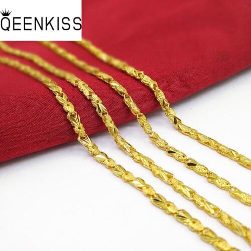 QEENKISS NC527 2021 Fine Jewelry Wholesale Fashion Woman Birthday Wedding Gift Fish Rabbit 24KT Gold Sweater Chain Necklaces 1PC