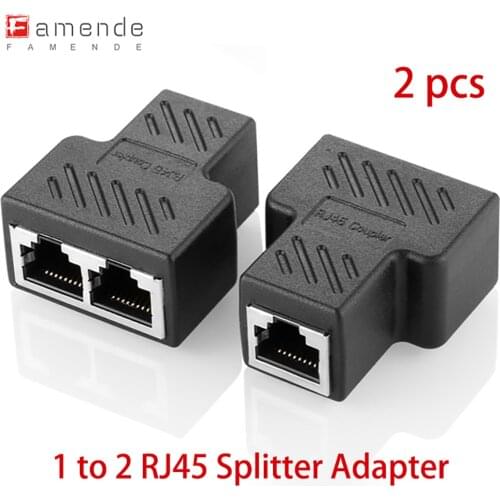RJ45 Ethernet Connector Adapter 2PCS 1 to 2 Ways Lan Cable Splitter Extender Networking Extension Laptop TV BOX Splitter Adapter