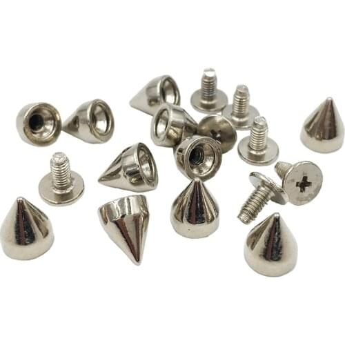 7*9mm 100set Silver Punk Spike Alloy Spikes Cone Screwback Metal Studs Leathercraft Rivet Bullet Spike Punk spots
