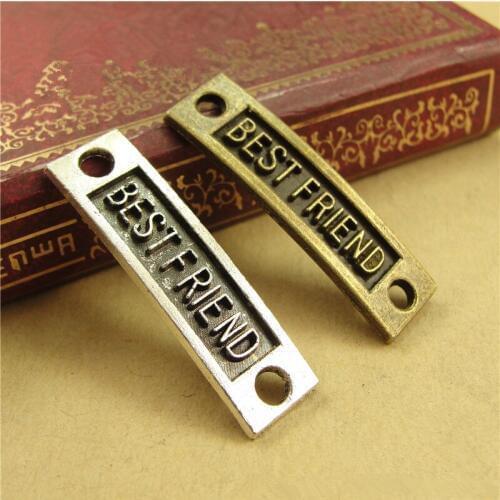 RONGQING 50pcs/lot Jewelry Findings best friend Letter Connectors connectors for jewelry making NEW