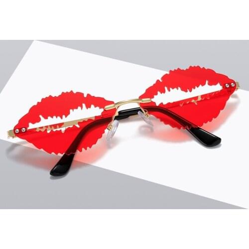 Sunglasses Women and Men 2021 Rimless Lip Shape Funny and Exaggerated Personality Punk Style Trendy Eyewear UV400 Vintage Alloy
